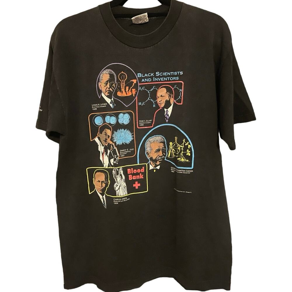 Vintage 90s Black Scientists and Inventors 1995 Black History Shirt Adult Large